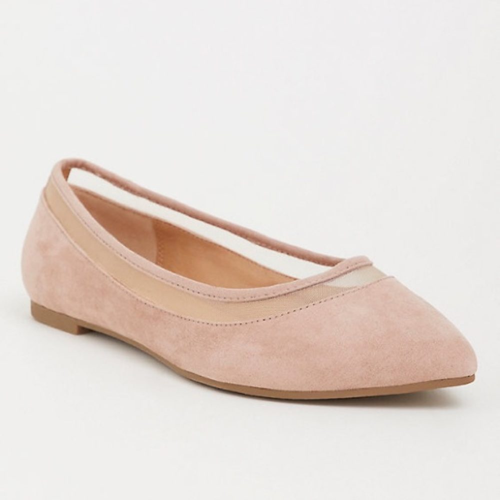💕SOLD💕 BLUSH MESH POINTED TOE FLAT (WIDE WIDTH) - Picture 1 of 3